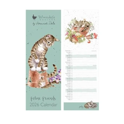 Afbeelding van Wrendale Designs Kalender 2026 &quot;Feline Friends&quot; in de vorm van een kat