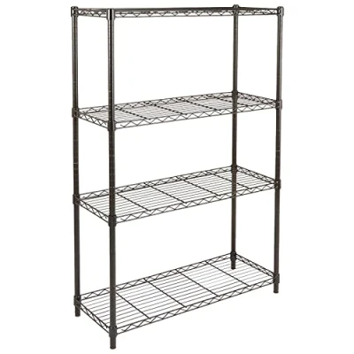 Image de Amazon Basics Étagère de rangement avec 4 étagères Pieds nivellement réglables en hauteur et Poids maximum 640 kg Noir 91,4 x 35,5 137,1 cm