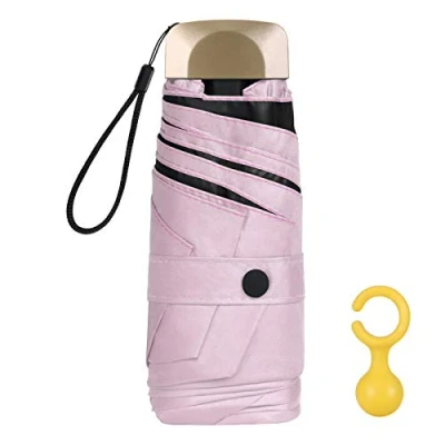 Afbeelding van Vicloon Opvouwbare paraplu, parasol, mini zakparaplu, lichtgewicht en compact, winddicht, ideaal voor verschillende buitenactiviteiten, roze