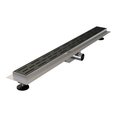 Afbeelding van Brauer Douchegoot 80x7. 5cm vloerflens RVS zwart
