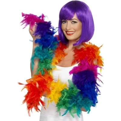 Afbeelding van Regenboog gekleurde boa 190 cm Verkleed voor Gay pride feest thema