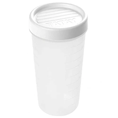 Afbeelding van TATAY Voedselbox, luchtdicht, inhoud 0,6 l, schroefdeksel, BPA vrij, magnetron en vaatwasmachinebestendig, wit. Afmetingen: 8,5 x 16,5 cm