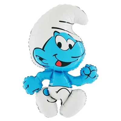 Afbeelding van Toyland® 80 cm (32 inch) folieballon in de vorm van een smurf karakter, feestballonnen voor kinderen