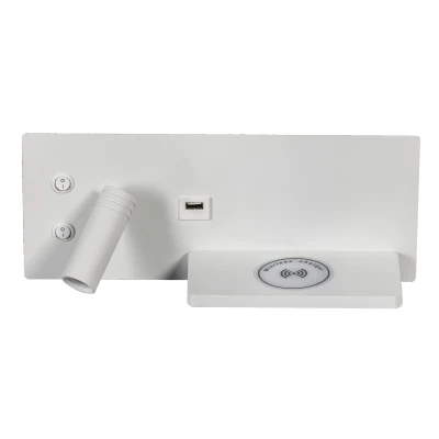Afbeelding van ETH Nighty left wandlamp led 3W + 7W 2700K met usb draadloos laden Wit