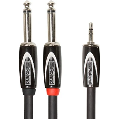 Image de Roland Black Series Câble d&#039;insert/diviseur 3,5 mm TRRS vers 2 prises jack 6,3 Longueur 1,5 m RCC 5 3528V2