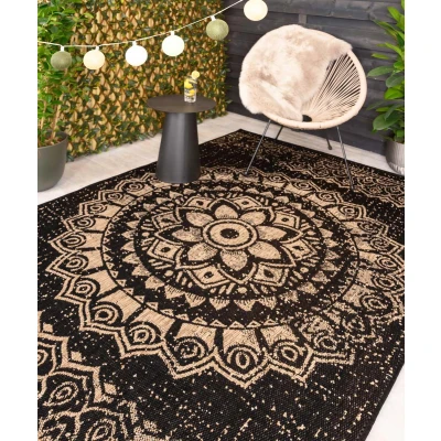 Afbeelding van Bohemian Buitenkleed Coastal Hammock Zwart/beige 120x170 Cm