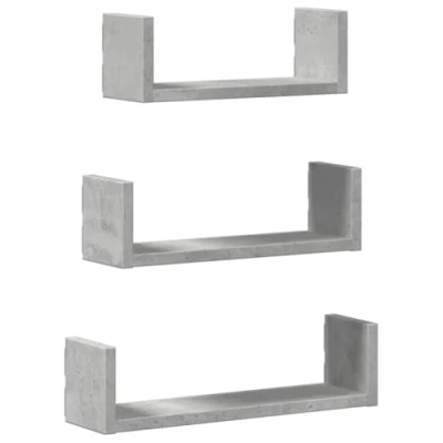 Image de vidaXL Étagères murales 3 pcs Gris béton Bois d&#039;ingénierie800202