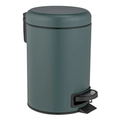 Image de Poubelle à pédale Wenko Leman, 3 litres, avec insert amovible, acier peint, 17 x 25 22,5 cm, vert foncé