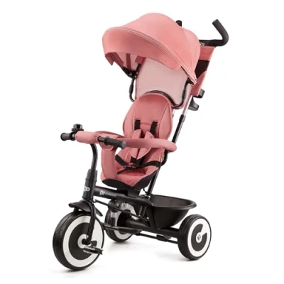 Image de kk Kinderkraft Aston Tricycle Bébé Évolutif, Draisienne, Trike Bebe, Velo Poussette Enfant 5 Ans, De 9 Mois, Compact, Accessoires Pratiques, Capote Pliante, Rosa
