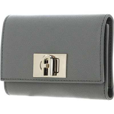 Afbeelding van FURLA Leren Portemonnee 1927 Compact Wallet Agave Grijs