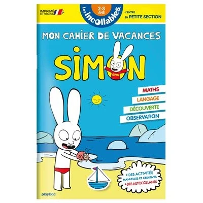 Image de Cahier de vacances 2025 Simon Les incollables Toute Petite Section à 2/3 ans