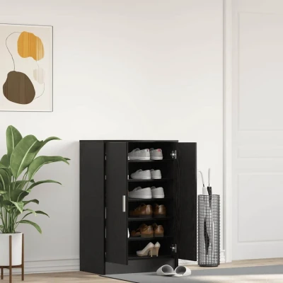 Afbeelding van Schoenenkast 60x35x92 cm spaanplaat zwart eikenkleurig