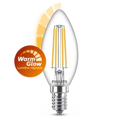 Image de Philips E14 ampoule LED à filament bougie WarmGlow dimmable 3,4W (40W)