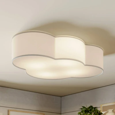 Afbeelding van Plafondlamp Cloud, wit, textiel, lengte 62 cm, E27, 4 lamps.