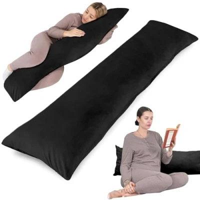Afbeelding van Kussen met hoes voor zijslaper, 40 x 145 cm, comfortabel kussen, lichaamskussen zijslaapkussen, duisternis