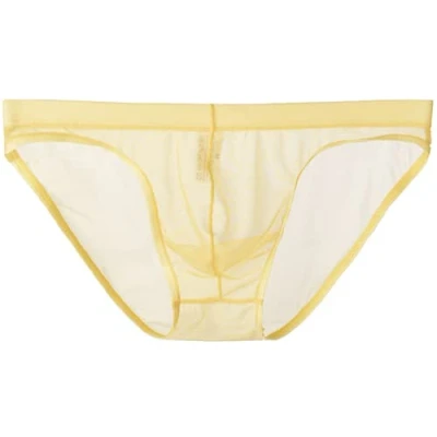 Afbeelding van lclvld Heren Slips Lage Taille Ondergoed Sexy Transparante Ijszijde Ademend Ondergoed, Gelb, L, Gelb
