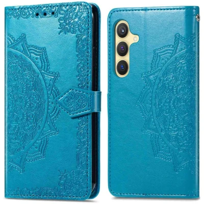 Afbeelding van iMoshion Hoesje Geschikt voor Samsung Galaxy S24 Plus Met Pasjeshouder Mandala Bookcase Turquoise