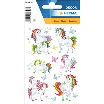 Image de HERMA 15708 Stickers Enfant Licorne (51 Papier Mat) Autocollant Permanent Motif Étiquettes pour Filles Garçons Colorés