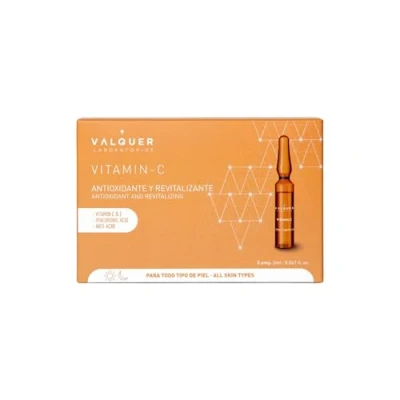 Afbeelding van Valquer Laboratorios Vitamine C Gezichtsserum. Antioxidant &amp; Conditioner. Alle huidtypes. Met hyaluronzuur. Antiacne 5 stuks x 2 ml