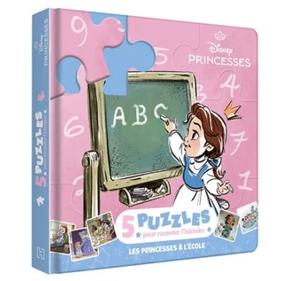 Image de DISNEY princesses Mon Petit Livre Puzzle Les à l&#039;école 5 puzzles 9 pièces
