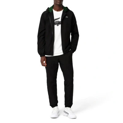 Afbeelding van Lacoste Sport Tennis Tracksuit Hooded Trainingspak, Heren, Maat: Small, Black/green