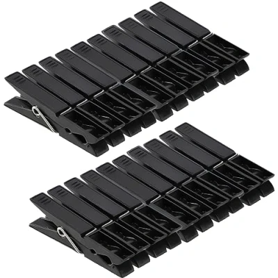 Afbeelding van KADAX 20 stuks wasknijpers van robuust kunststof, kleurrijke sokkenklemmen, windbestendige klemmen voor binnen en buiten (20 stuks/zwart v2)