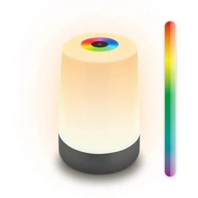 Afbeelding van B.K.Licht Nubsi Oplaadbare Tafellamp met RGB en warm wit licht dimbaar voor buiten binnen IP44 draadloos 2.8W Ø9 x 13 cm antraciet