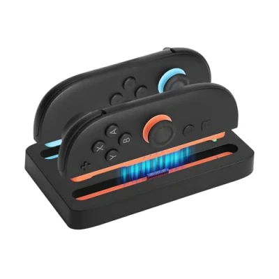 Afbeelding van Oplaadstation voor Nintndos Switch 2 Joy Con Controller, mini oplader met compact laadstation poorten, snel opladen joycons type C oplaadkabel