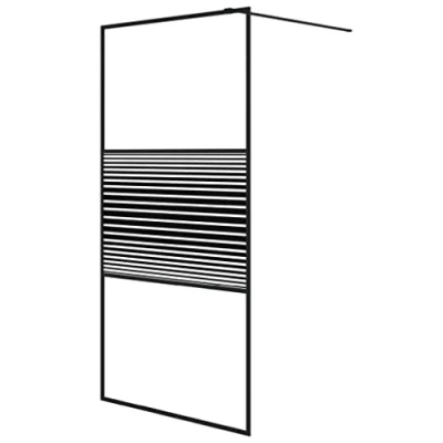 Afbeelding van vidaXL Inloopdouchewand 100x195 cm transparant ESG glas zwart