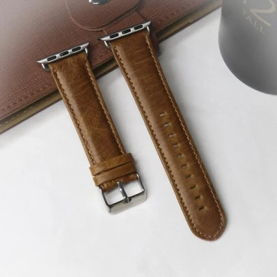 Afbeelding van Apple Watch Retro leren bandje Lichtbruin Geschikt voor 38mm / 40mm 41mm