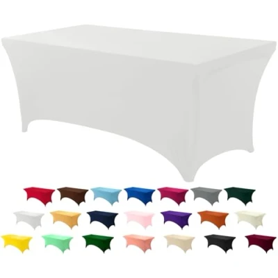 Afbeelding van Tafelkleed 1 Stuk 180 cm Wasbaar en Kreukvrij Rechthoekig Rekbaar Voor Evenementen, Bruiloften, Banketten Feesten 183 x 76 Wit