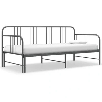 Afbeelding van Slaapbankframe uittrekbaar metaal grijs 90x200 cm