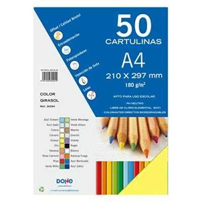Afbeelding van Dohe 50 DIN A4 kaarten kleur zonnebloem gewicht 180 g/m² schoolbenodigdheden kantoorbenodigdheden