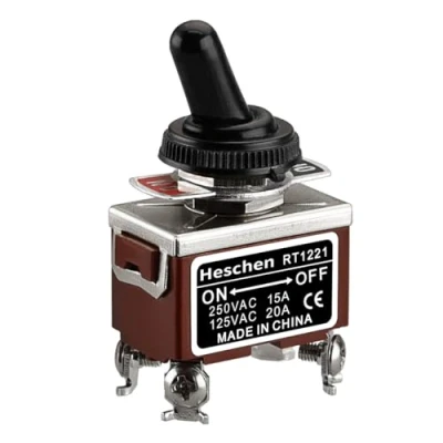 Afbeelding van Heschen DPST metalen tuimelschakelaar AAN/UIT 2 posities 15 A 250 VAC met CE afdichting