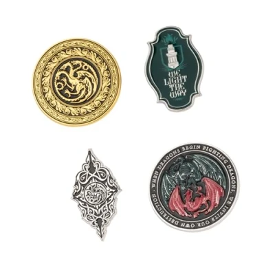 Afbeelding van Grupo Erik: Game of Thrones Pin Set House the Dragon van 4 gepersonaliseerde zwaardtroonen, metalen geëmailleerde broches, zwaardtroon, cadeau ideeën, Variëren,, Zink, Geen