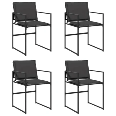 Afbeelding van Tuinstoelen 4 st met kussens staal en textileen zwart