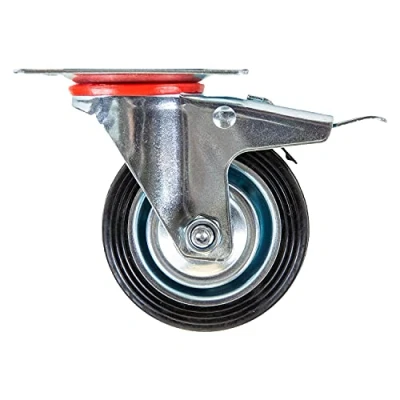 Afbeelding van HMF 6790 Zware wielen met stevige rubberen rem 4 stuks 75 mm tot 200 kg zwart
