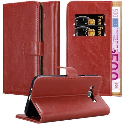 Afbeelding van Cadorabo Hoesje geschikt voor Samsung Galaxy A8 2015 in WIJN ROOD Beschermhoes met magnetische sluiting, standfunctie en kaartvakje Book Case Cover Etui