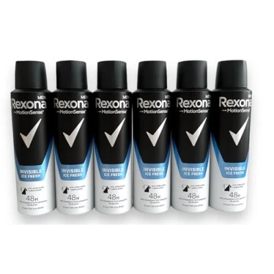 Afbeelding van Rexona Invisible Ice Fresh Deodorantspray voor heren, verpakking van 6 stuks, 150 ml