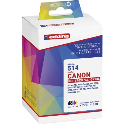 Afbeelding van Edding Inktcartridge vervangt Canon PGI 570XL+CLI 571XL Compatibel Zwart, Cyaan, Magenta, Geel EDD 514 18 01