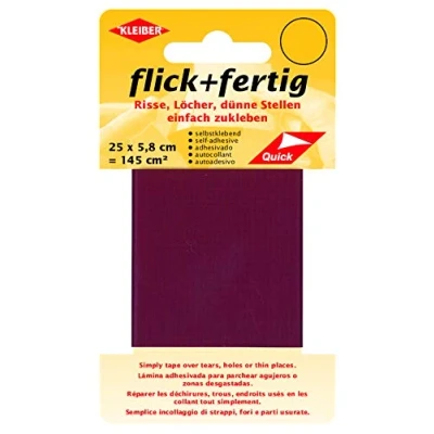 Afbeelding van Kleiber Zelfklevende patch, scheuren, gaten, fijne gebieden, gemakkelijk te plakken, op maat snijden nylon, donkerrood (25 x 5,8 cm)