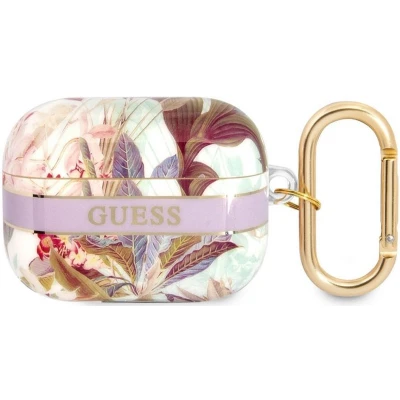 Afbeelding van Guess TPU Flower Print Case voor Apple Airpods Pro 1 (1e generatie) Paars