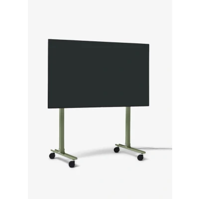 Afbeelding van Pedestal Straight Rollin&#039; tv standaard met wielen voor 40 tot 70 inch tv, en trolley, rolvoet, woonkamer, verhoger, mossy groen
