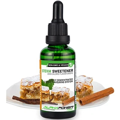 Afbeelding van ALPHAPOWER FOOD Stévia Appeltaart druppels natuurlijk levensmiddelaroma, zoetstoffen sterk geconcentreerd, 1 x 50 ml Flavour Drops