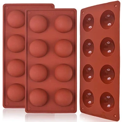 Afbeelding van Newk 3 stuks 8 holtes halve bol siliconen vormen voor chocoladebommen, cake, gelei, pudding, koepelschuim