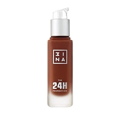 Afbeelding van 3INA Make up Veganistisch The 24h foundation 675 donkerbruin waterdichte lichte tot gemiddelde dekking matterend hydraterend en langdurig voor alle huidtypes cruelty free