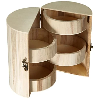 Image de Boite à  bijou en bois Ø 15 cm 4 compartiments rayher