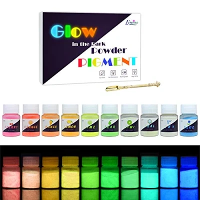 Afbeelding van Pigment van epoxyhars, fluorescerend, 10 kleuren x 25 g, pigment, poeder voor hars, slijm, nagels, Glow In The Dark Powder schilderen, acryl en knutselen