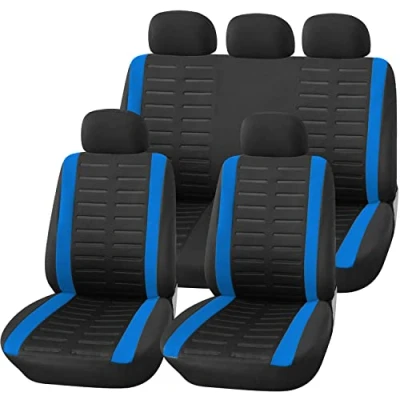 Afbeelding van Upgrade4cars Auto Stoelhoezen Set Universeel Zwart Blauw Autostoel Hoezen met Deelbare Achterbank Accessoires Interieur