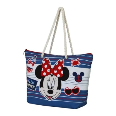 Afbeelding van Disney Soleil Beach Bag Strandtas, uniseks, 1 stuk, Minnie Mouse blauw, Eén maat, Strandtas zon